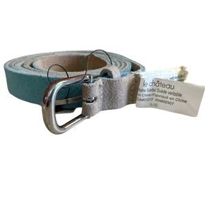 Le Chateau Reversible Suede Skinny Belt Aqua Taupe